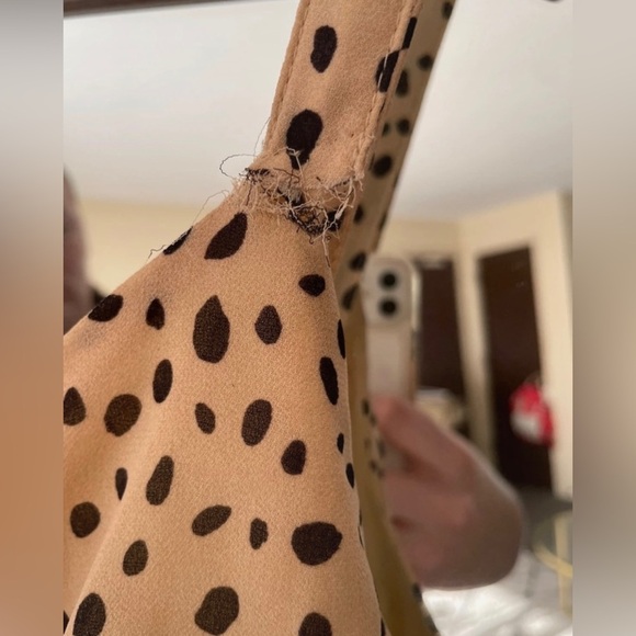 Leopard Print Front Tie Spaghetti Strap Midi Dress Women - Picture 3 of 4